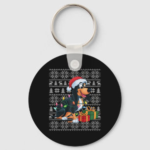 Porte-clés Xmas Éclairage Chien Noir Et Tan Laid Père Noël