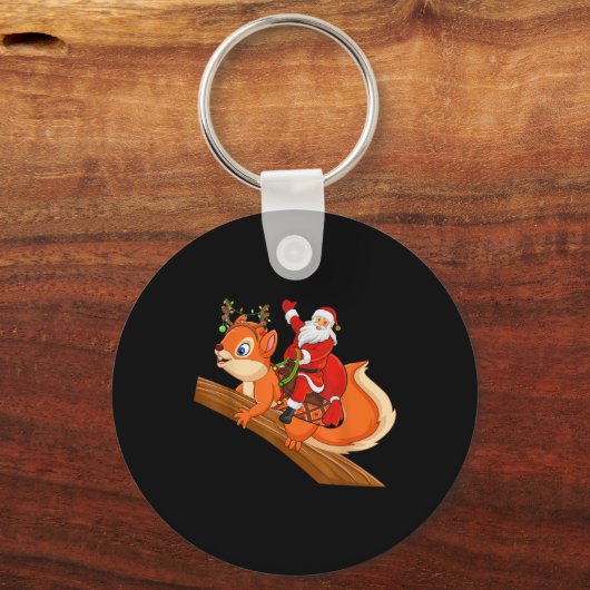 Porte-clés Xmas Family Matching Funny Santa Riding Squirrel C (Recto)