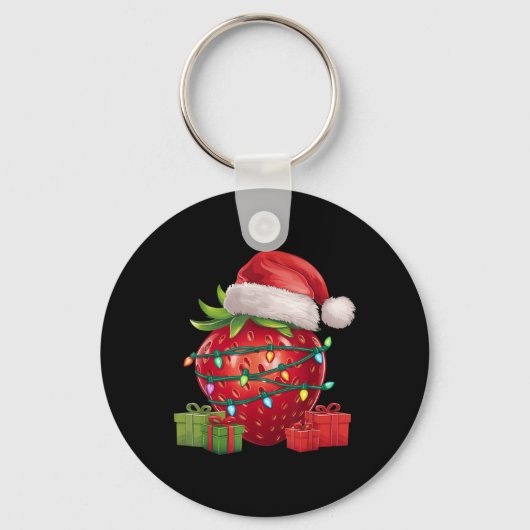 Porte-clés Xmas Lighting Santa Hat Strawberry Christmas T Shi (Recto)