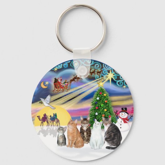 Porte-clés Xmas Magic (R) - Cinq chats (Fr) (Recto)