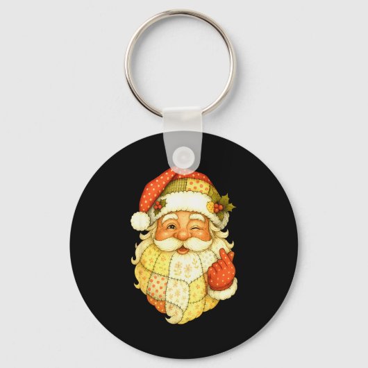Porte-clés Xmas Patchwork Santa Claus Christmas Funny Mens Wo (Recto)