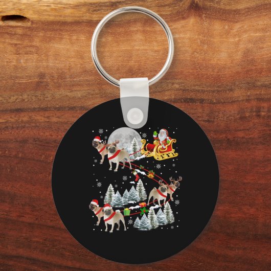 Porte-clés Xmas Pug Sledge Christmas Sledge Santa Dog T Shirt (Recto)