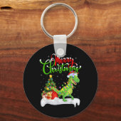 Porte-clés Xmas Tree Lights Santa Hat T Rex Dinosaur Christma (Recto)