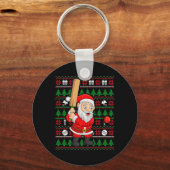 Porte-clés Xmas Ugly Sweater Style Santa Playing Cricket Chri (Recto)