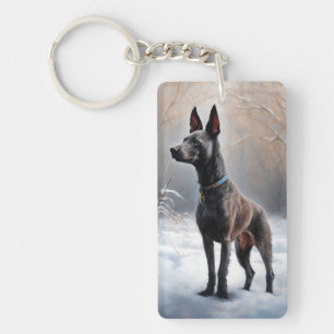 Porte-clés Xoloitzcuintli Qu'il neige Noël