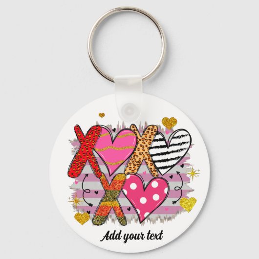 Porte-clés XOXO Coeur mignonne et jouant (Recto)