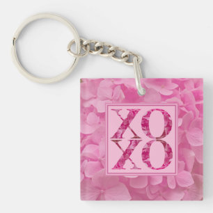 Porte-clés XOXO Rose Floral Cute Coeur Typographie