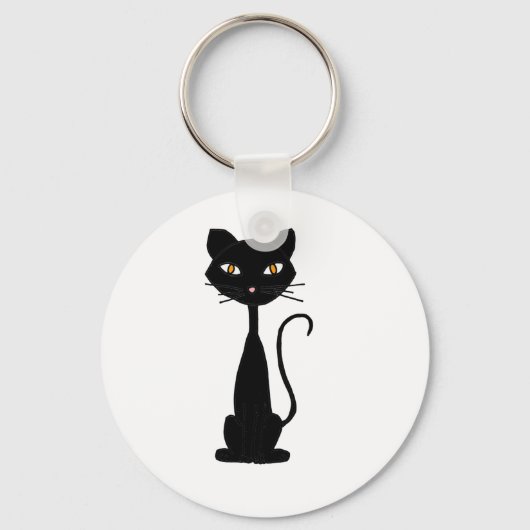 Porte-clés XX- Design d'art de chat Kitty noir (Recto)