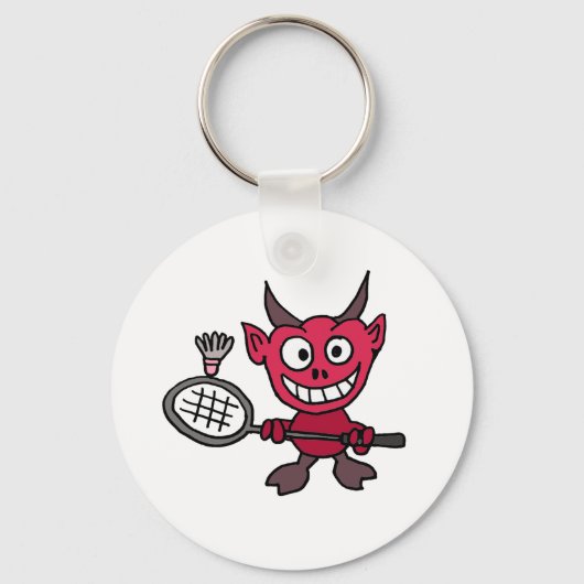 Porte-clés XY - Devil Jouer BADminton Cartoon (Recto)