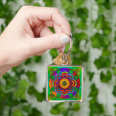 Porte-clés YANTRA - grande roue - violet vert (main)