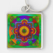 Porte-clés YANTRA - grande roue - violet vert (Devant)