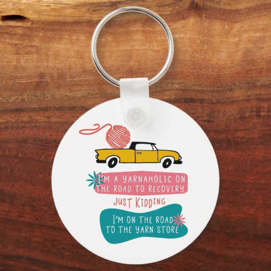 Porte-clés Yarnaholic Funny Tricot dire avec un camion de fil (Verso)