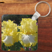 Porte-clés Yellow Bearded Iris Irises Flowers floral Poster (Verso)