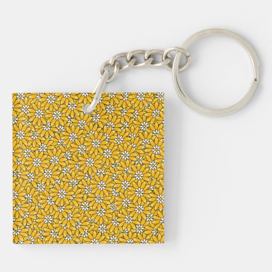 Porte-clés Yellow Flower Pattern Custom Photo Personalised (Dos)