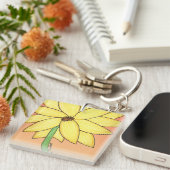 Porte-clés Yellow Flower with orange background (Devant Droit)