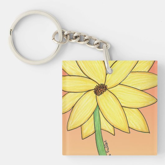 Porte-clés Yellow Flower with orange background (Devant)