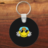 Porte-clés Yellow Smile Face Cute Checkered Peace Smiling Hap (Recto)