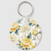 Porte-clés Yellow Watercolor Garden Flowers Monogrammed (Verso)