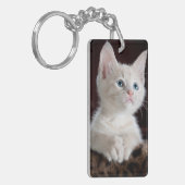 Porte-clés Yeux bleu chaton blanc (Devant gauche)