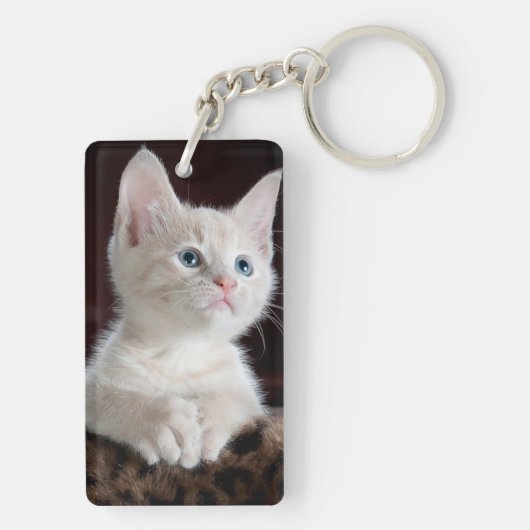 Porte-clés Yeux bleu chaton blanc (Dos)
