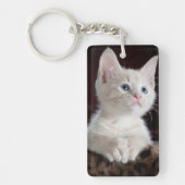Porte-clés Yeux bleu chaton blanc (Devant)