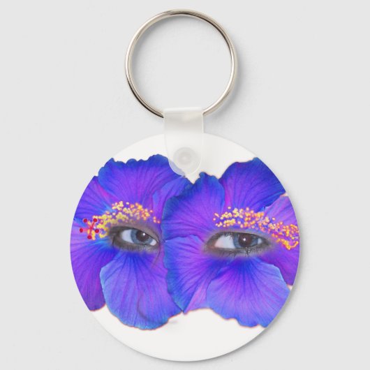 Porte-clés Yeux d'Hibiscus - Bleu (Recto)