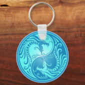 Porte-clés Yin Yang Dragons, bleu clair (Recto)