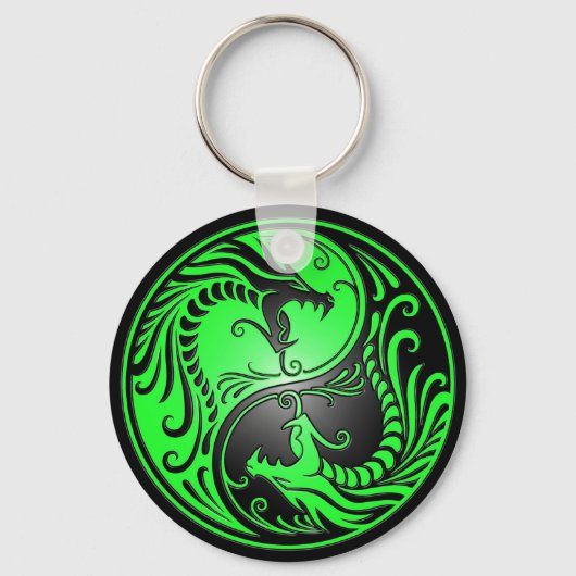 Porte-clés Yin Yang Dragons, green and black (Recto)
