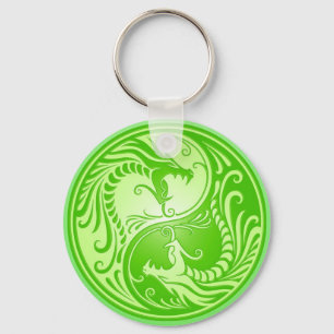Porte-clés Yin Yang Dragons, light green