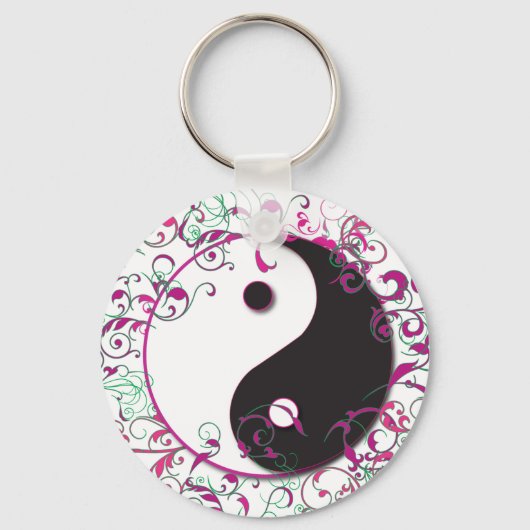 Porte-clés Yin & Yang Floral Design (Recto)