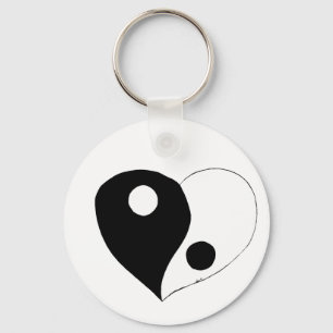 Porte-clés Yin Yang Heart (B/W)