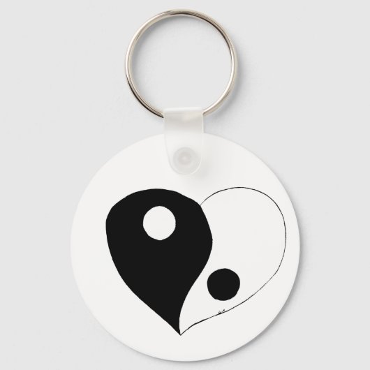 Porte-clés Yin Yang Heart (B/W) (Recto)