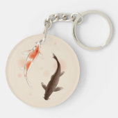 Porte-clés Yin Yang Koi pêche dans la peinture orientale de (Dos)