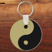 Porte-clés yin yang noir et or (Recto)