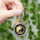 Porte-clés Yin Yang or sur noir (main)