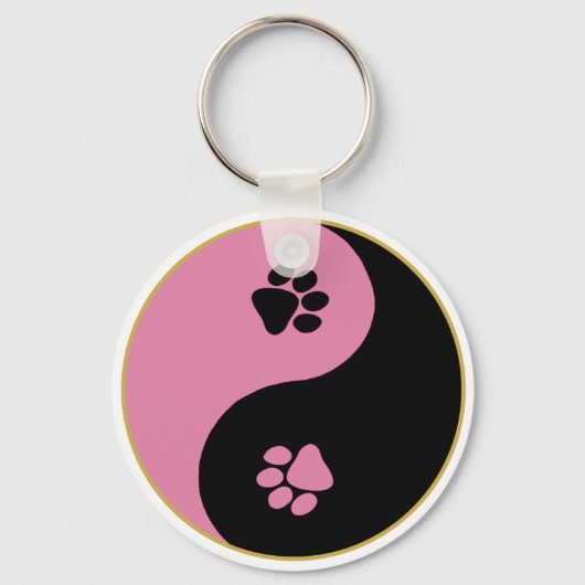 Porte-clés Yin Yang Paws rose (Recto)