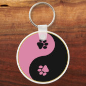 Porte-clés Yin Yang Paws rose (Recto)