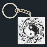 Porte-clés Yin & Yang Symbol Black and White Tattoo Style<br><div class="desc">Decorative Ying Yang Symbol Psychedelic Black and White Tattoo Style Art Design. Originally created with Hi Quality Vector Graphic Art Copyright BluedakArt TheChameleonArt.</div>