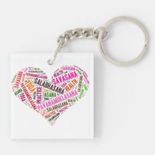 Porte-clés Yoga coeur forme mots design