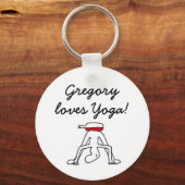 Porte-clés Yoga pour Winelovers Badge blanc (Recto)