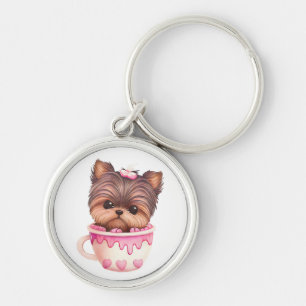 Porte-clés Yorkie Amour Chiot Cœurs Yorkshire Terrier