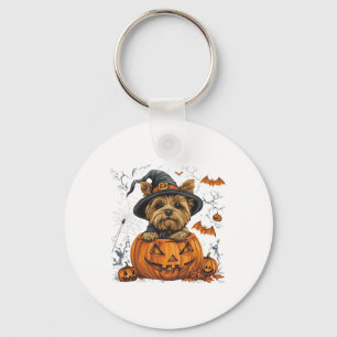 Porte-clés Yorkie Chien Citrouille Halloween Thanksgiving