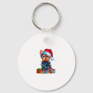Porte-clés Yorkie Chien Moins Vilants Noël Éclairage Santa Ch
