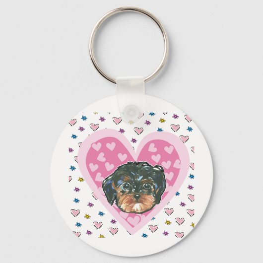 Porte-clés Yorkie Poo de la Saint-Valentin (Recto)