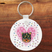 Porte-clés Yorkie Poo Saint-Valentin (Recto)