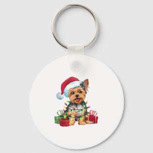 Porte-clés Yorkie Xmas éclairage Santa Hat Yorkie Chien Chris
