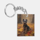 Porte-clés Yorkipoo à l'automne Feuilles automne Inspire (Devant gauche)