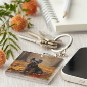 Porte-clés Yorkipoo à l'automne Feuilles automne Inspire (Devant Droit)