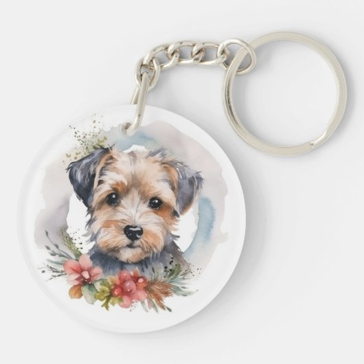 Porte-clés Yorkipoo Noël Wreath Festive Pup (Dos)