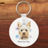 Porte-clés Yorkshire Terrier Chien avec Snowflakes Aquarelle (Recto)
